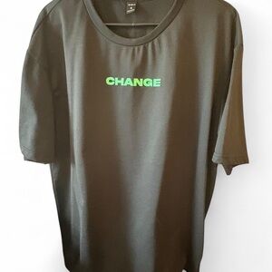 SHEIN Black Tee with Vibrant Green Text